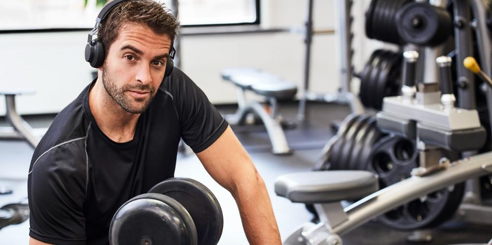 Man working out with dumbells